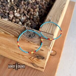 Western Cowgirl Beaded Dangle Osage Hoops